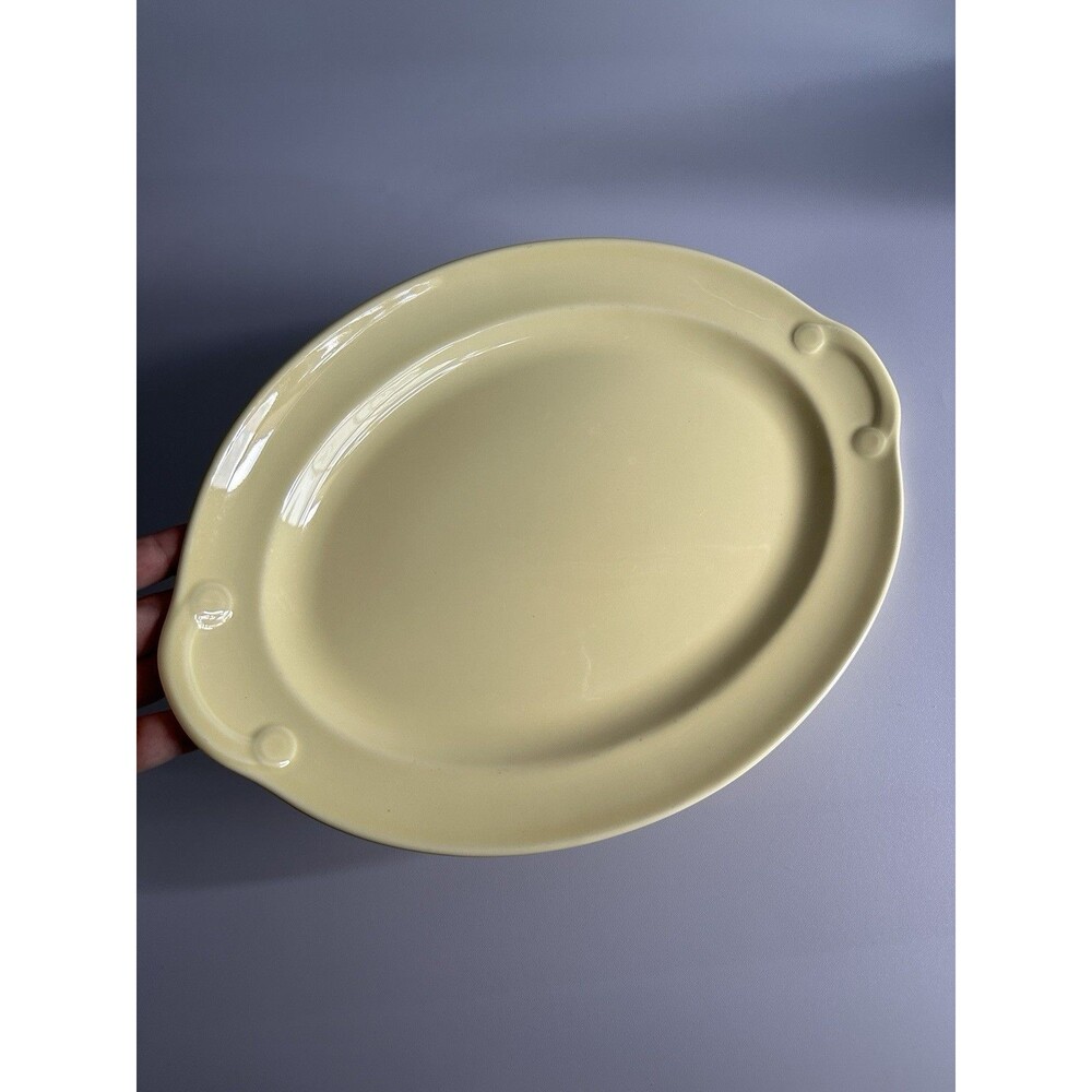Vintage Oval Serving Platter 13” Lu-Ray Pastels Yellow 1940 TS&T USA